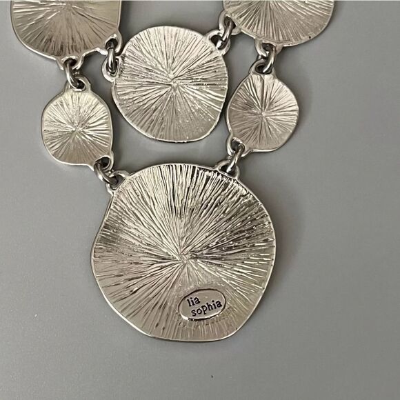 VTG LIA SOPHIA Silver Tone Abstract Dangle Statement Necklace No Wear 15.5”+3” - Picture 4 of 7